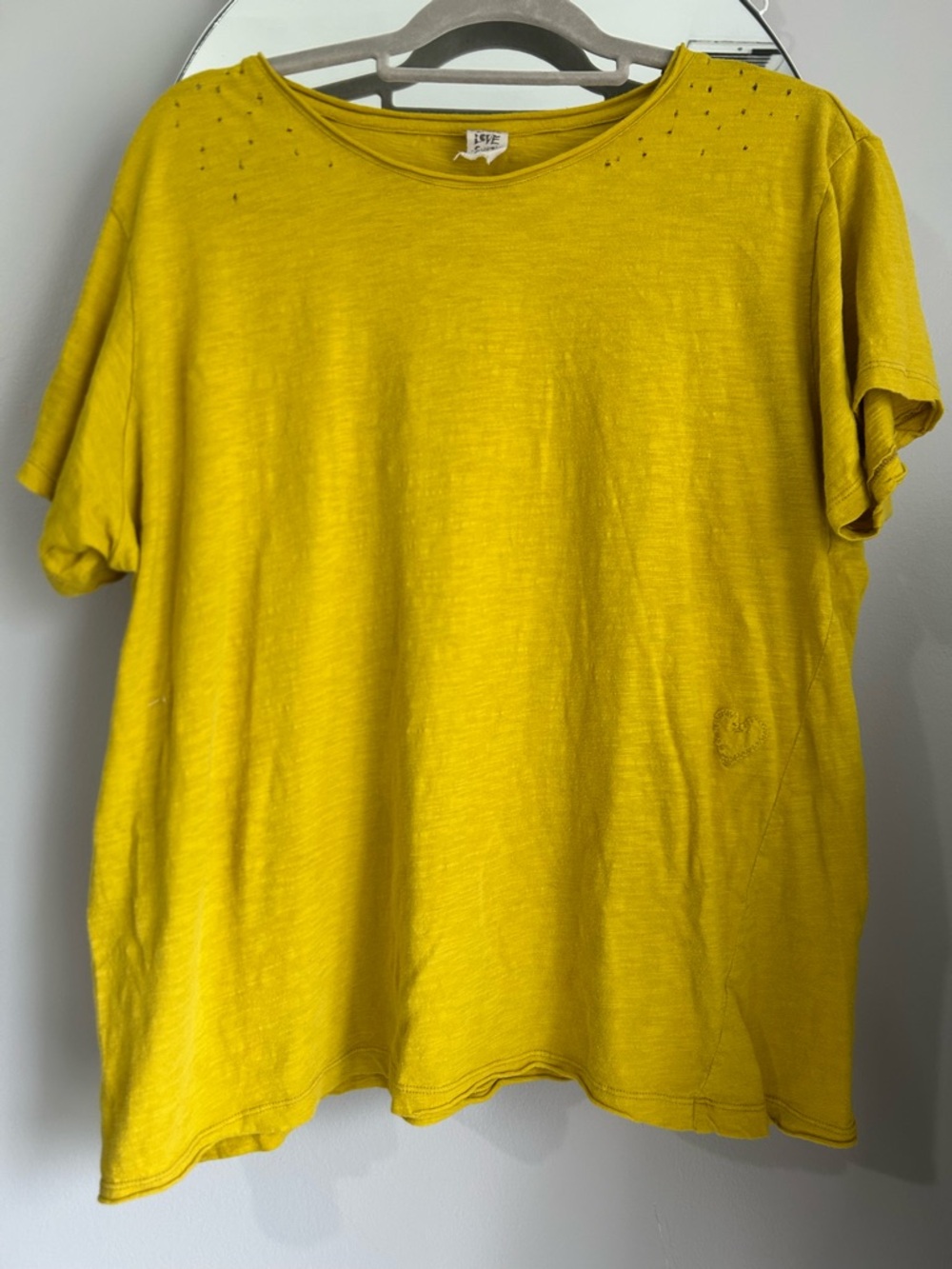RARE- Magnolia Pearl Boyfriend Cut High Visibility Short Sleeve -Hand Sewn Heart